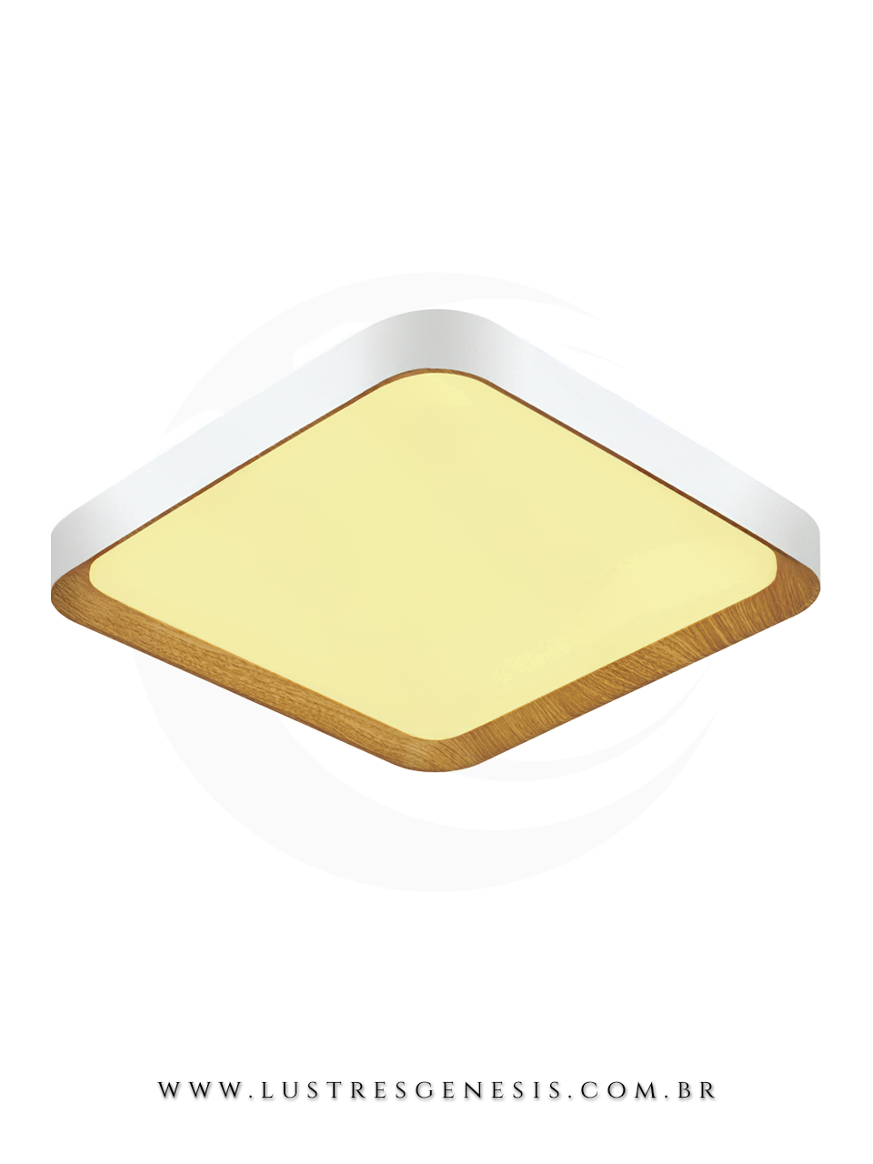 Plafon LED Moderno 40cm 2800 Lumens Cor Palha Gênesis